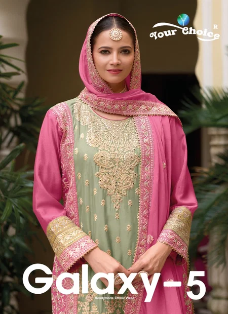 Galaxy 5 By Your Choice Pure Chinon Readymade Wedding Salwar Suit